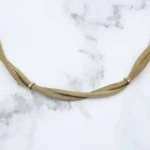 Antique Kollmar & Jourdan Germany green rolled gold mesh necklace