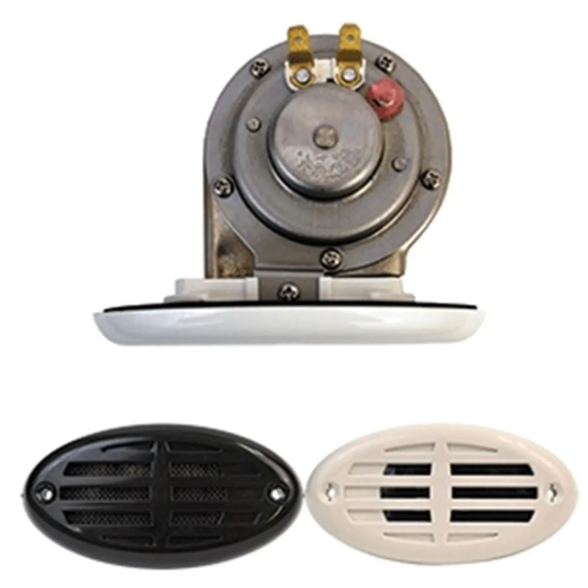 Attwood Marine Low Profile Drop-In Hidden 12V Motor Horn, ABYC Standards for Boats Compliant, Easily Retrofitted, Includes Black & White Covers, Low Profile Drop-In Hidden Horn, Marine Motor, Meeting Abyc Standards