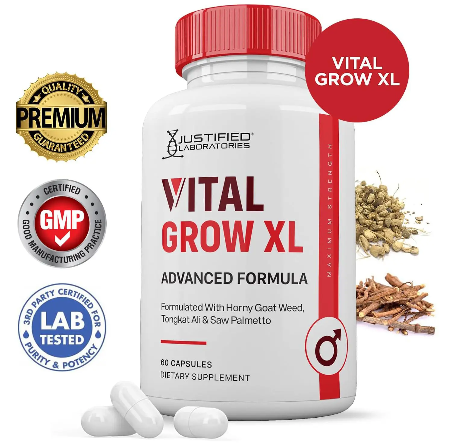 Vital Grow XL Pills 1484MG Advanced Formula Proprietary Blend for Men's Health 60 Capsules