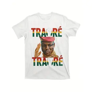 100% Cotton Ibrahim Traore Retro Graphic Print T-Shirt For Thomas Classic Round Neck Short Sleeves Casual Sportswear Comfortable Everyday Wear Machine Washable Outdoor Activities Tee Golf Gift T-Shirt For Men And Women