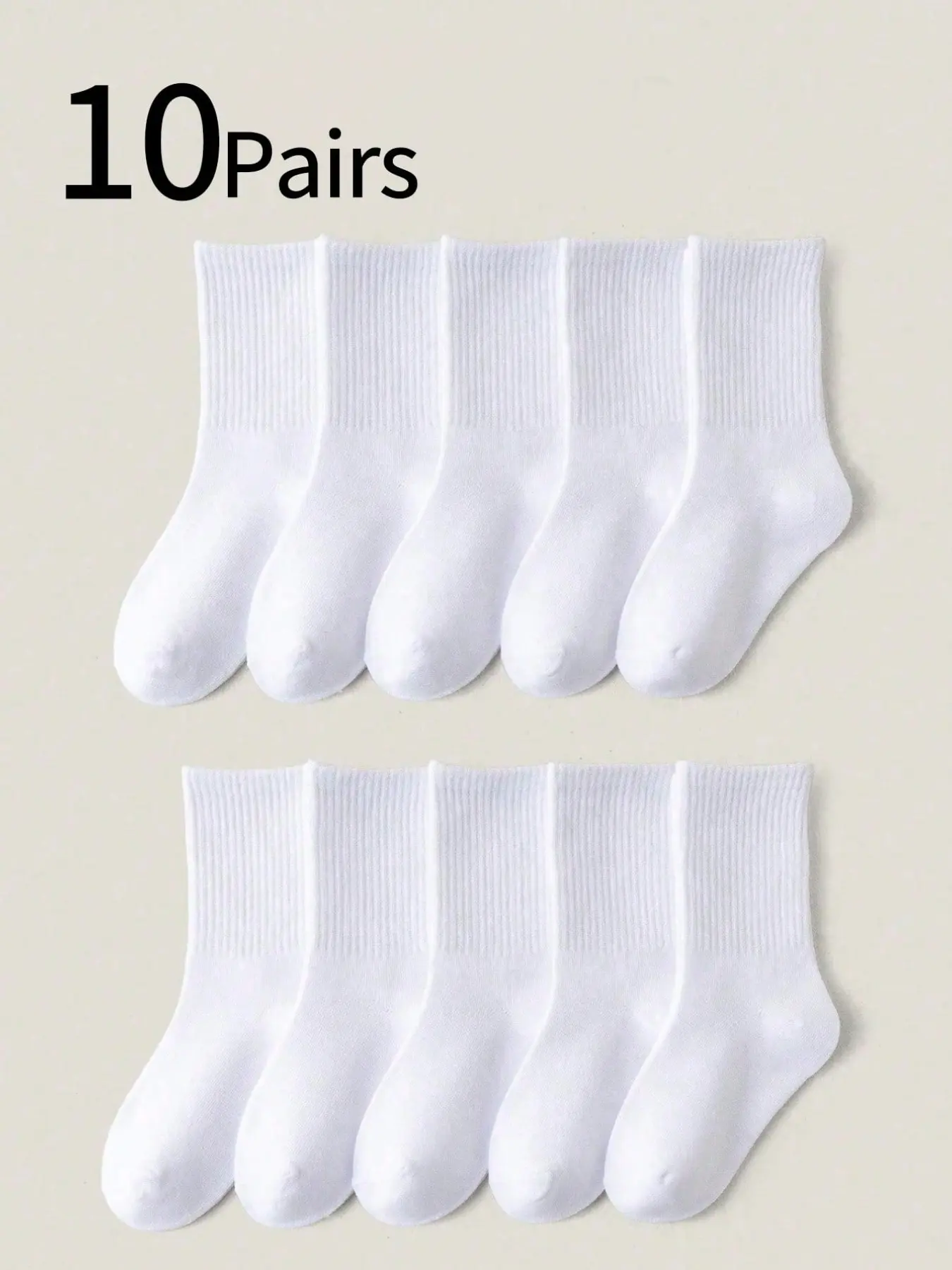 10 Pairs Kids Boys Crew Socks, Casual Plain Mid-Calf Socks, Comfortable Soft All Season Athletic Sports Socks, Sweat-Wicking Breathable Daily Wear, Teen Socks, Youth Socks, Clothing