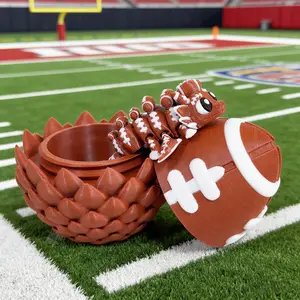 3D Printed Cute Olive Ball Dragon + Egg Model, Plastic Desktop Decoration Sculpture, Holiday Gift, Fun Office Decor