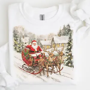 Vintage Santa Claus Sweatshirt, Retro Christmas Sweater, Classic Holiday Crewneck, Festive Xmas Sweater for Men and Women, Reindeer Lover Gift
