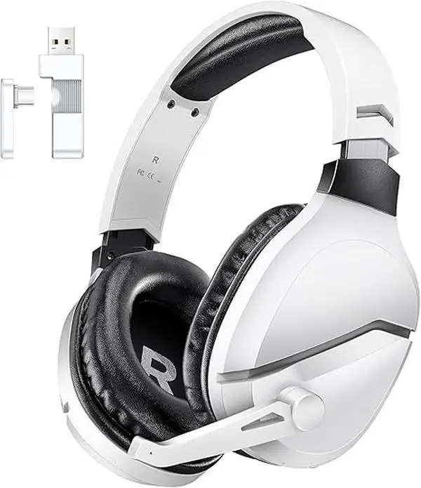 Wireless Gaming Headset with Noise Canceling Microphone for PS5, PC, PS4, 2.4G/Bluetooth Gaming Headphones with USB and Type-c Connector