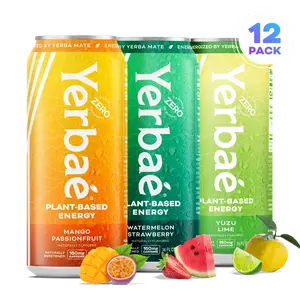 YERBAÉ Variety Flex Pack Energy Drink - Naturally Caffeinated Beverage with Plant-Based Energy, 16 Fl. Oz. Watermelon Strawberry, Mango Passionfruit, Yuzu Lime