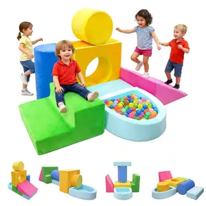 Dayago Soft Play Wall Climb and Slide for Kids, Indoor Toys, Toddler Climbing Foam with Blocks, Modular Crawling & Sliding Play Set, 6-Piece, 7-Piece (Pink, Green, Blue, Yellow), from 10 months to 3 Years Old