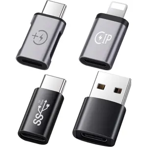 (4 Packs) 2 Type c Female to iPhone Male converters,2 USB Female to Type c Male converters for iPhone 12,13,14Pro Max Plus,Samsung Galaxy S23,S22,OTG USB ADAPTS to USB C
