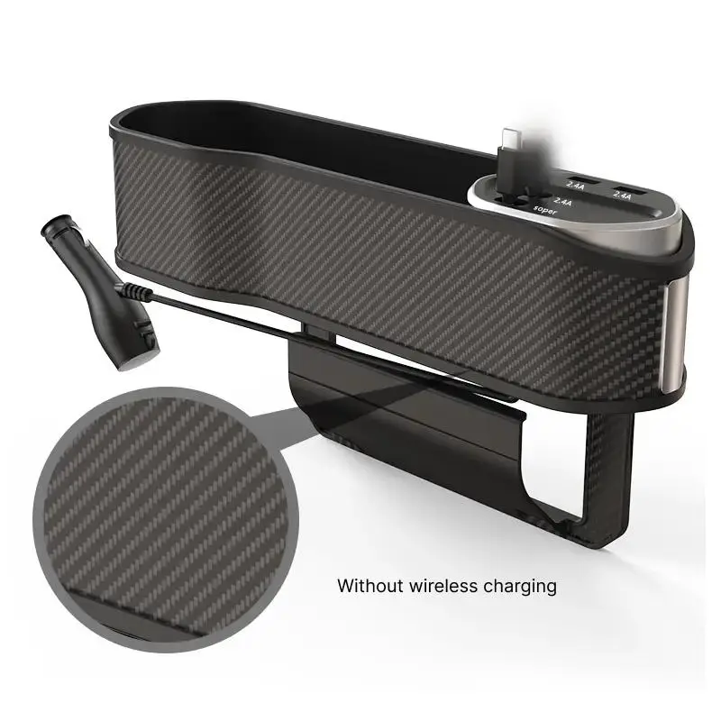 2 In 1 Car Charger Storage Box, Seat Filler Organizer with Dual USB Output, Car Interior Space Supplies for Daily Use