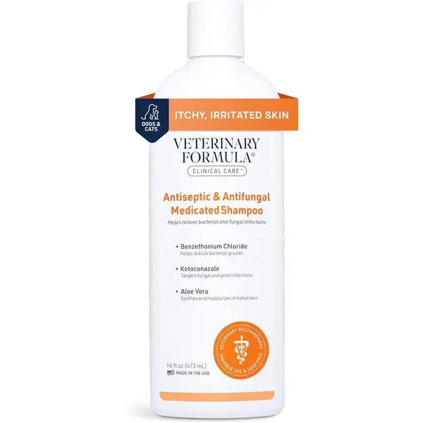 Clinical Care Antiseptic & Antifungal Medicated Shampoo and Spray for Dogs and Cats - Helps Alleviate Scaly, Greasy, or Red Skin - Paraben, Dye, and Soap Free, 2 Pack Bundle