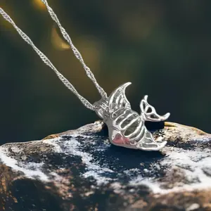 100 % Natural Handmade Crystal Moldavite Fish Locker Necklace