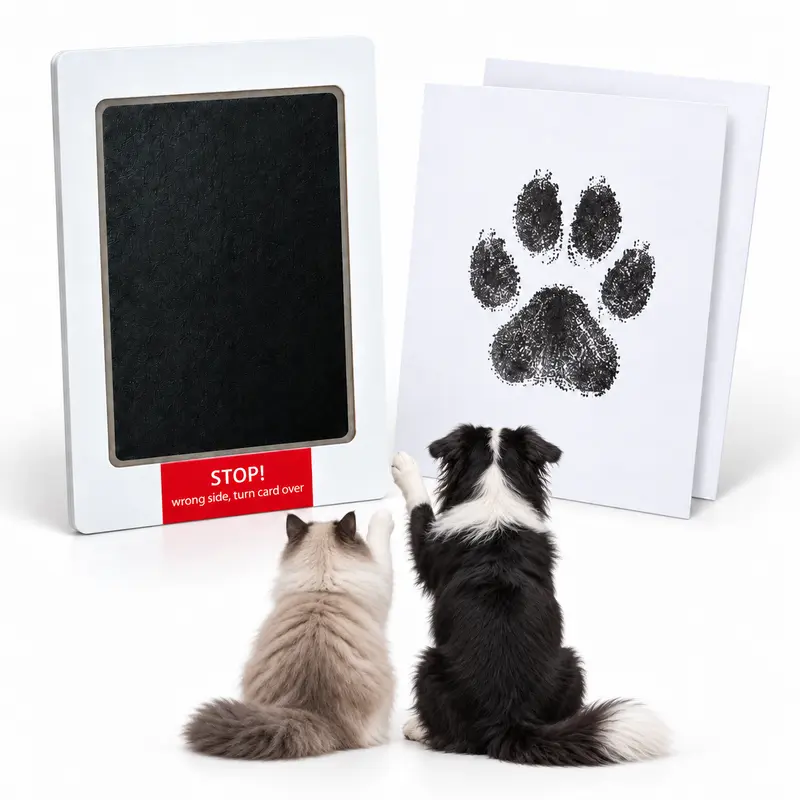 GINJUDRAMA Pet Paw Print Keepsake Kit for Dogs & Cats, Inkless Clean Touch Pad, Mess Free DIY Paw Print Gift for Pet Owners