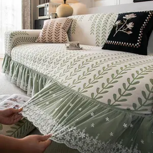 Leaf Pattern Sofa Cover, 1 Count Sofa Slipcover, Decorative Dustproof Sofa Cover for Home Living Room Bedroom Hotel Dormitory