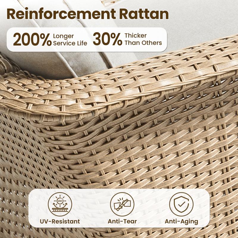 Weaxty 3Pc Set Outdoor Swivel Chairs with Side Table Sectional Rattan Sofa for Poolside Backyard Patio Furniture Elegant Design Comfortable Swivel Chairs & Stylish Side Table