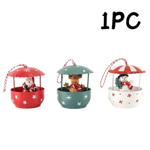 Christmas Santa Snowman Reindeer Parachute Ornament, Iron Art Enamel Craft, Christmas Tree Window Hanging Decor, 1pc Holiday Decoration