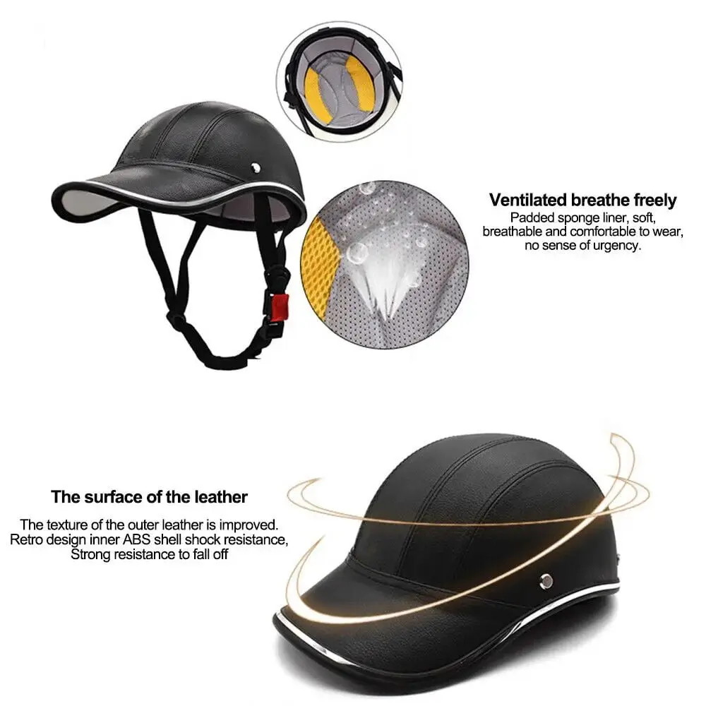 baseball cap style bike helmet Motorcycle Personalized Half Helmet for Men and Women Open Face Motorbike Helmet with Sun Protection Face Towel DOT/ECE Approved Retro Scoop Helmet L(56-58CM) : Everything Else Versatility in Use Baseball Cap Style Motorcycle Helmet