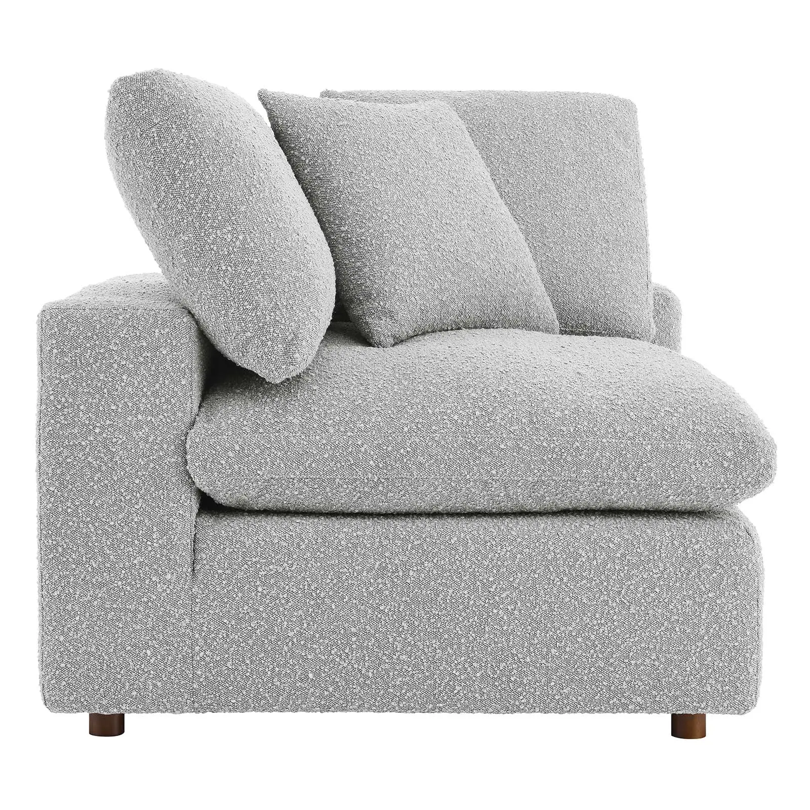 Commix Down Filled Overstuffed Boucle Fabric Corner Chair Light Gray EEI-6259-LGR