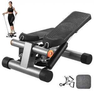 【FathersDayGift】VEVOR Stair Stepper, Mini Stepper for Exercise at Home, Hydraulic Fitness Stepper with Resistance Bands, Full Body Workout Cardio Equipment, Stair Climber with LCD Monitor, 330LBS Load Capacity