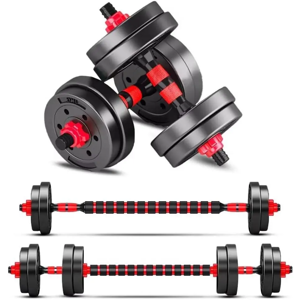 Adjustable Dumbbell Set, Free Weight Dumbbells 2-Piece Set Convertible to Barbell Lightweight Home Gym Equipment for Men and Women