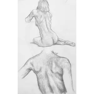 Ian Hornak, Renaissance Male and Female Nude Figure Study, 1963, Original Drawing