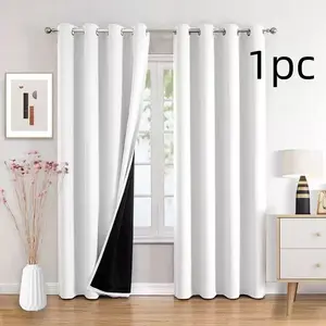 1pc 100% Blackout Curtains, Grommet Top, Ideal for Bedroom & Living Room, Thermal Insulated & Noise Reducing
