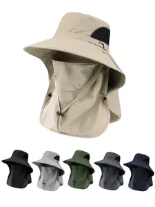 Men's Summer UV Protection Wide Brim Fishing Hat, Waterproof Bucket Hat, Outdoor Sunshade Cap for Hiking & Fishing, Breathable Quick-dry Fashionable Hat