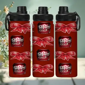 1pc 20oz Dr. Pepper: Holiday Edition Stainless Steel Cup, Holiday Limited Edition Spill-Proof Lid, Ideal Gift for Men, Women, Camping, Birthdays, Valentine's Day Thermos Cup