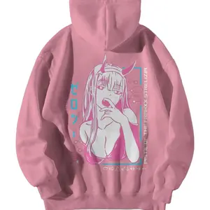Darling in The Franxx 002 Zero Two Unisex Hoodie, Japanese Anime 90s Graphic Hoodie, Ghibli Cartoon Shirts, Anime Lover Sweater, Trendy Anime Sweatshirt Tops Classic Menswear