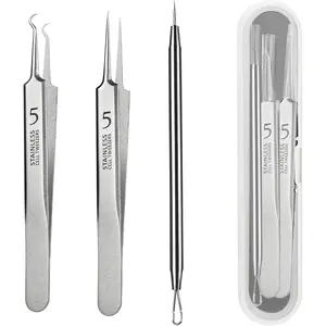 Blackhead Tweezers, Milia Remover, Pimple Popper Tool,Ingrown Hair Tweezers, Blackhead Extractor
