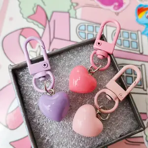 4/5pcs Macaron Color Fat Heart Keychain for Bags Resin Bag Charm, Cute Student Gift for Wedding Birthday Anniversary Couple Friend