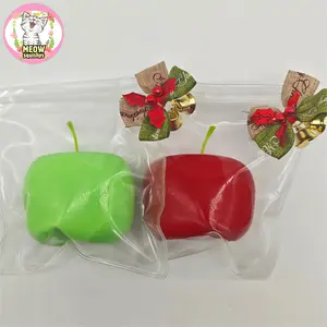 Christmas gift MEOW Squishys Handmade Red & Green Double Lucky Apple Squishy Toys Soft Comfortable Food Grade Silicone Stress Relief Toy