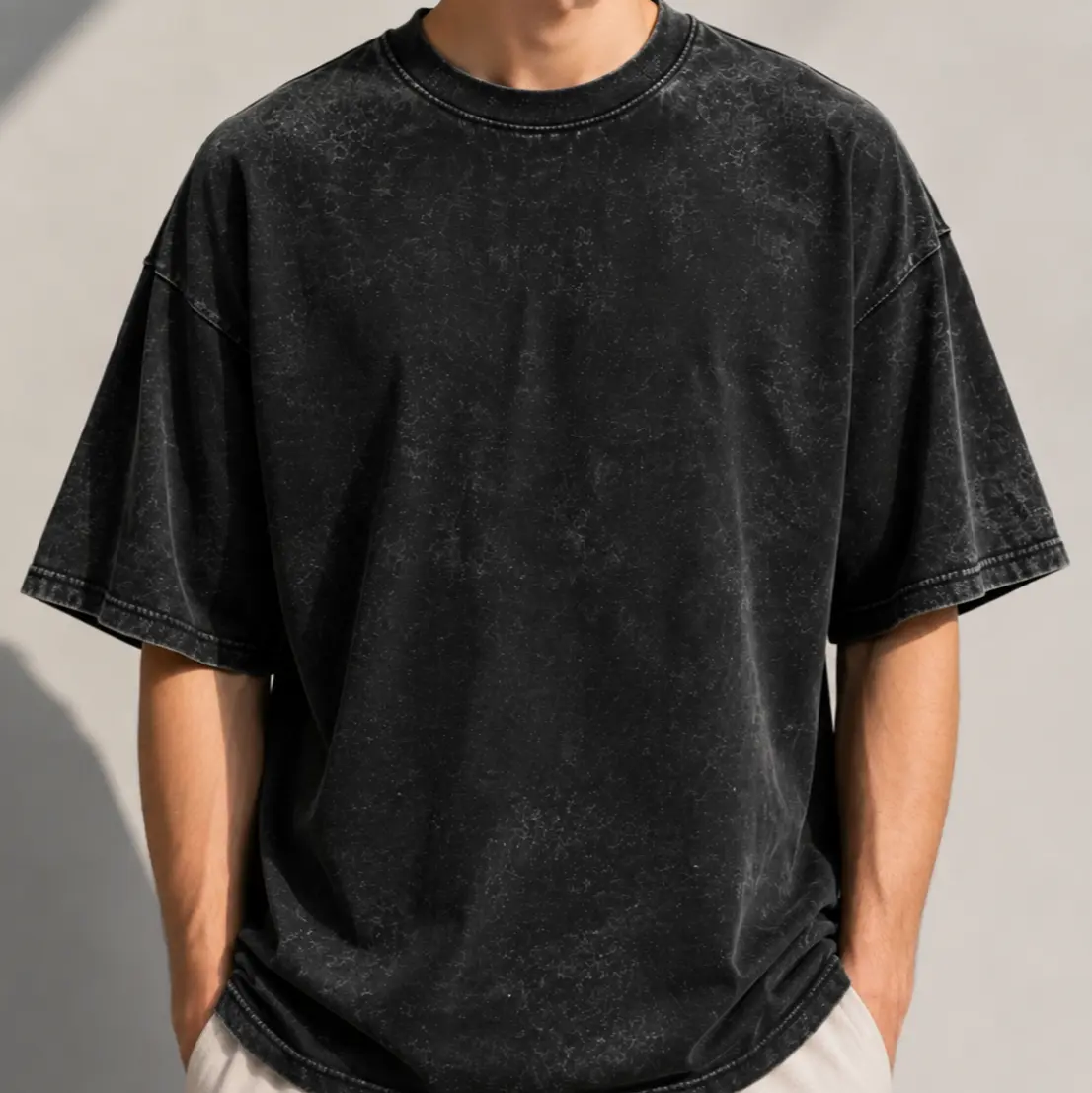 Men's 100% Cotton Vintage Wash Short-Sleeve Round Neck Classic Plain Baggy T-Shirts - Menswear Basic Tops for Everyday Summer Comfort, Unisex Streetwear Tees Breathable Gym, Shortsleeve, Casual, Vintage Shirts, T Shirt