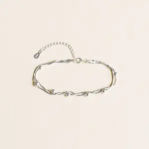 Dainty and Cute Duo Bead Chain Bracelet Hypoallergenic perfect for everyday wear. Tarnish Free