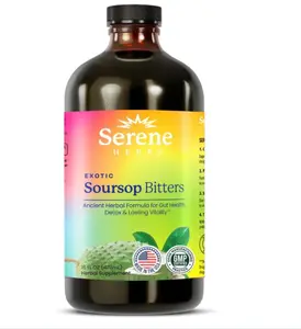 Serene Herbs - Soursop Bitters Liquid - Organic Herbal Guanabana Detox with Black Seed, Moringa & Ginger - Supports Digestive Wellness & Immune Function - 16 fl oz​
