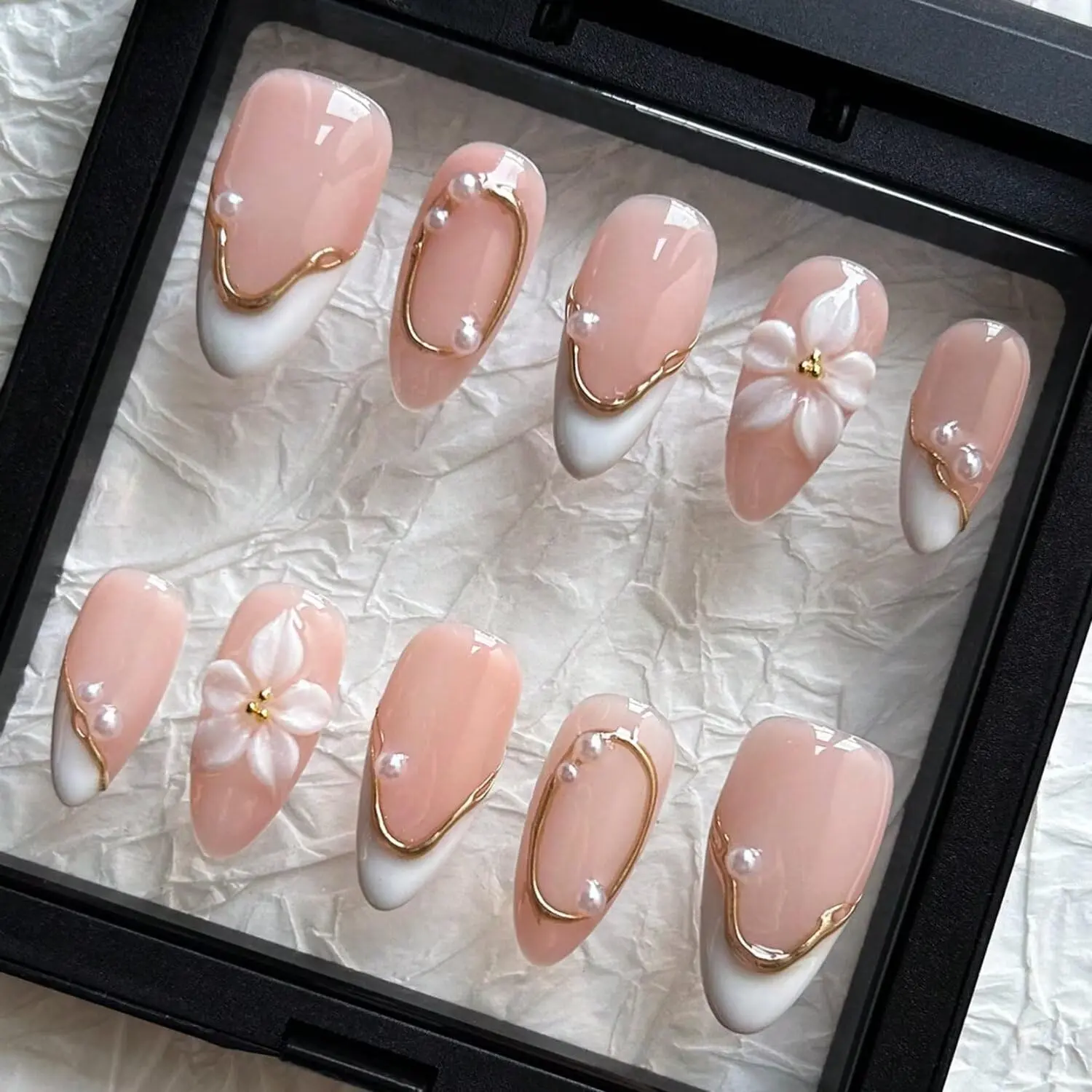 Pink Short Press on Nails, Oval Nails Kit Press Ons with Nail Glue, Adhesive Tabs, Nail File, Prep Pad, Manicure Stick, Women Girl Gift