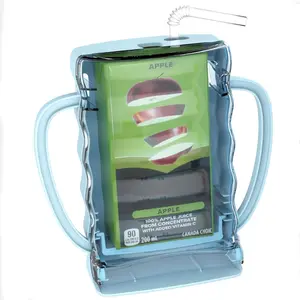 Flybok 1/2 Pack Baby Bag Holder, Squeeze-Proof Food Bag & Juice Box Organizer, Dishwasher Safe, Reusable, Leak Proof, Multipurpose, Flip Top Closure, Square Container Shape, Food Contact Safe Kitchen Utensils Storage Plastic Light Blue