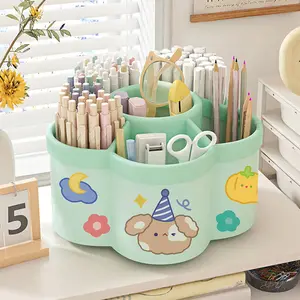 360-Degree Rotating Pen Holder, Large-Capacity Home Organizer Storage Box for Pens and Cosmetic Brushes, Ideal for Study Dormitories