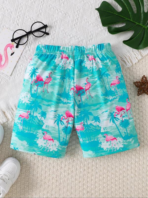 Boy's Ethnic Pattern Shorts, Casual Elastic Waist Beach Shorts for Summer, Kids Bottoms for Daily Wear