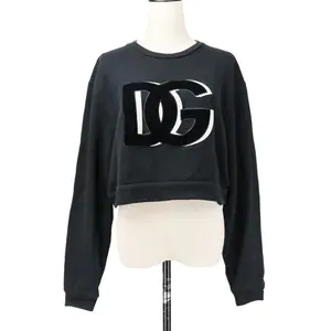 Pre-owned DOLCE & GABBANA Cotton Small Leather Goods Dolce&Gabbana DG Logo Cropped Sweatshirt