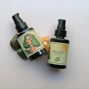 Pure Intentions Beauty Green Goddess Hair Oil Anti-Frizz Hair Growth Oil with Tamanu Horsetail Kukui Non-Greasy Hair Product Vanilla Absolute Scented