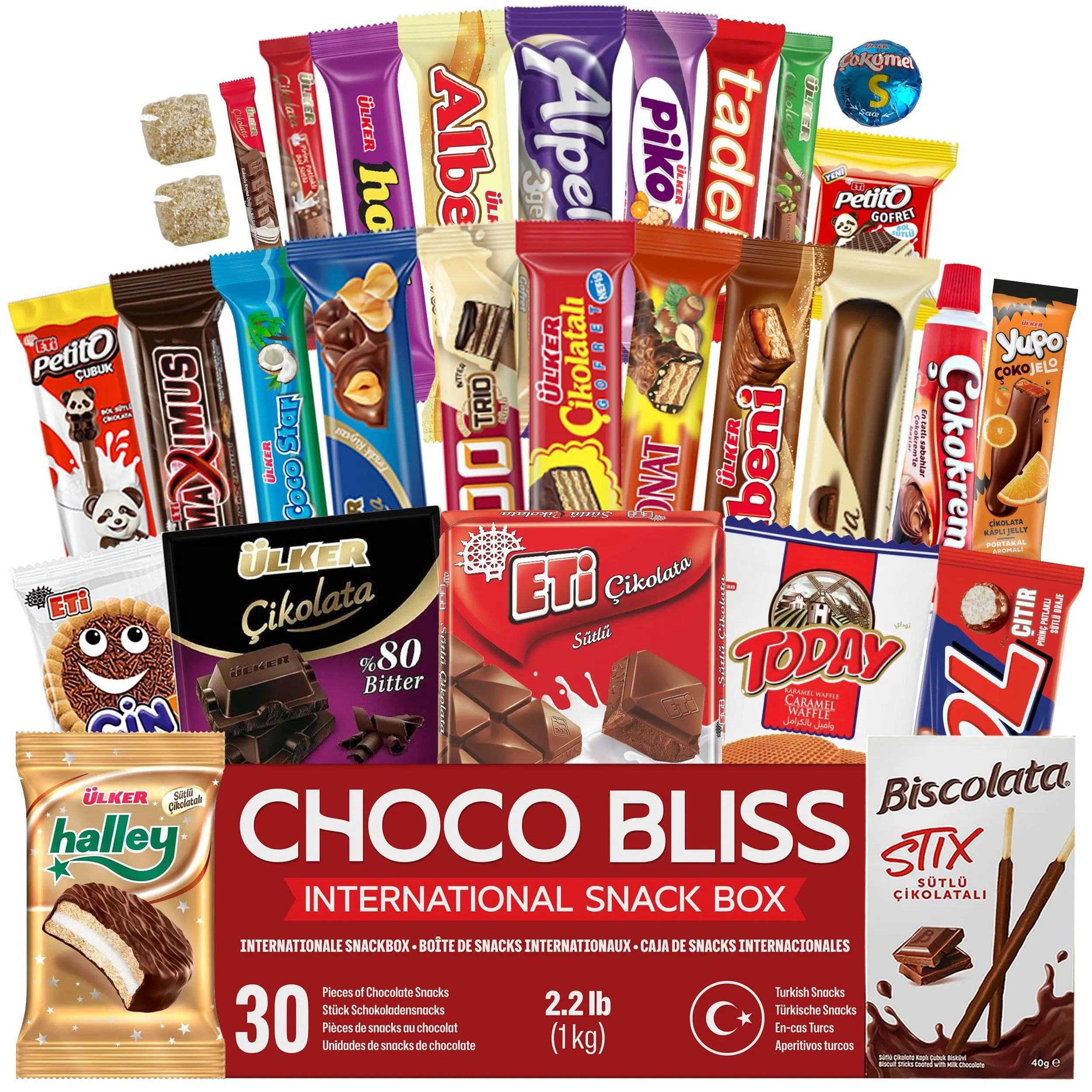 Eastanbul International Snack Box, 30 Full-Size Chocolate Snacks, Premium Foreign Snack Variety Gift Box