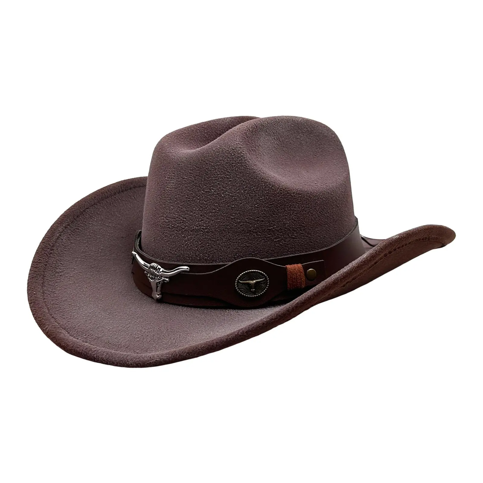OIDEA Unisex Western Cowboy Hat, Vintage Wool-Blend Wide Brim Fedora with High Crown & Leather Band, Lightweight for Parties, Distressed Wool, One Size Fits