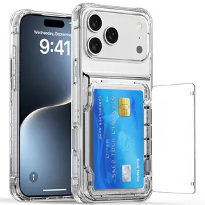 Transparent Phone Case with Card Holder  protector for iPhone 17/17 pro/17 Pro Max