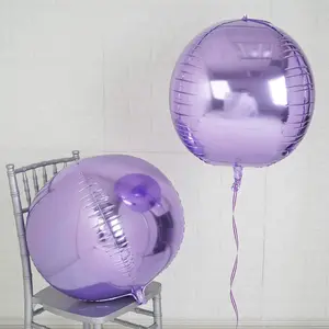 2-Pack 18-Inch Lavender Lilac 4D Mylar Foil Sphere Balloons, Inflatable with Helium or Air for Festive & Party Supplies, 18 Inches