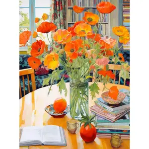 Poppies Panorama: Orange Elegance - 1000 Piece Jigsaw Puzzle for Adults | Art Puzzle | Beautiful Design | Vibrant Pieces | Satin Finish