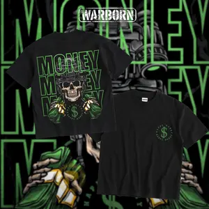[WARBORN] Happy Money Double Sides Heavy Cotton T-Shirt Vintage Graphic Tee Military Enthusiast Streetwear Clothing Gift for Men Breathable Printing