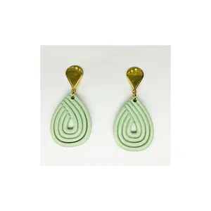 Mint Green Teardrop Dangle with Gold Teardrop Stud Earrings-Crafting By BB