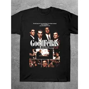 Goodfellas Retro Mafia Movie Collage T-shirt, 180g Cotton Martin Scorsese Fan Tee, Classic Gangster Film Short Sleeve Shirt