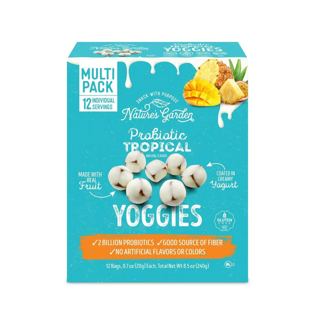 Nature's Garden Snacks Probiotic Yoggies Tropical Fruit Snacks Bag - 8.5oz/12ct