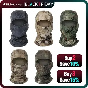 5PCS Camouflage Balaclava Face Mask UV Protection Men Women Sun Hood Tactical Motorcycle Fishing Hiking Cycling Neck Gaiter Breathable Bandana Summer Cooling Gaiter for Multifunctional Windproof Sports
