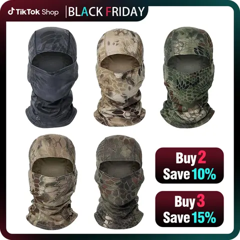 5PCS Camouflage Balaclava Face Mask UV Protection Men Women Sun Hood Tactical Motorcycle Fishing Hiking Cycling Neck Gaiter Breathable Bandana Summer Cooling Gaiter for Multifunctional Windproof Sports